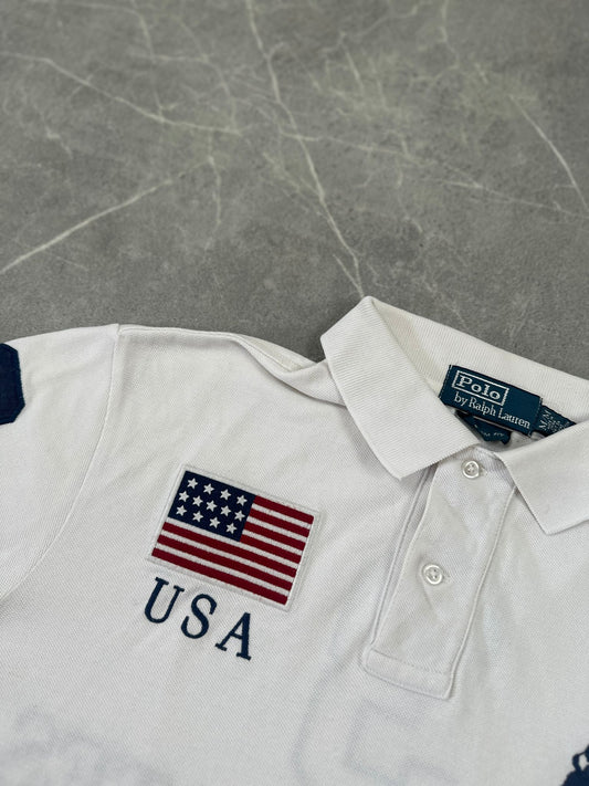 Ralph Lauren Big Pony Polo - USA Flagge Weiß M
