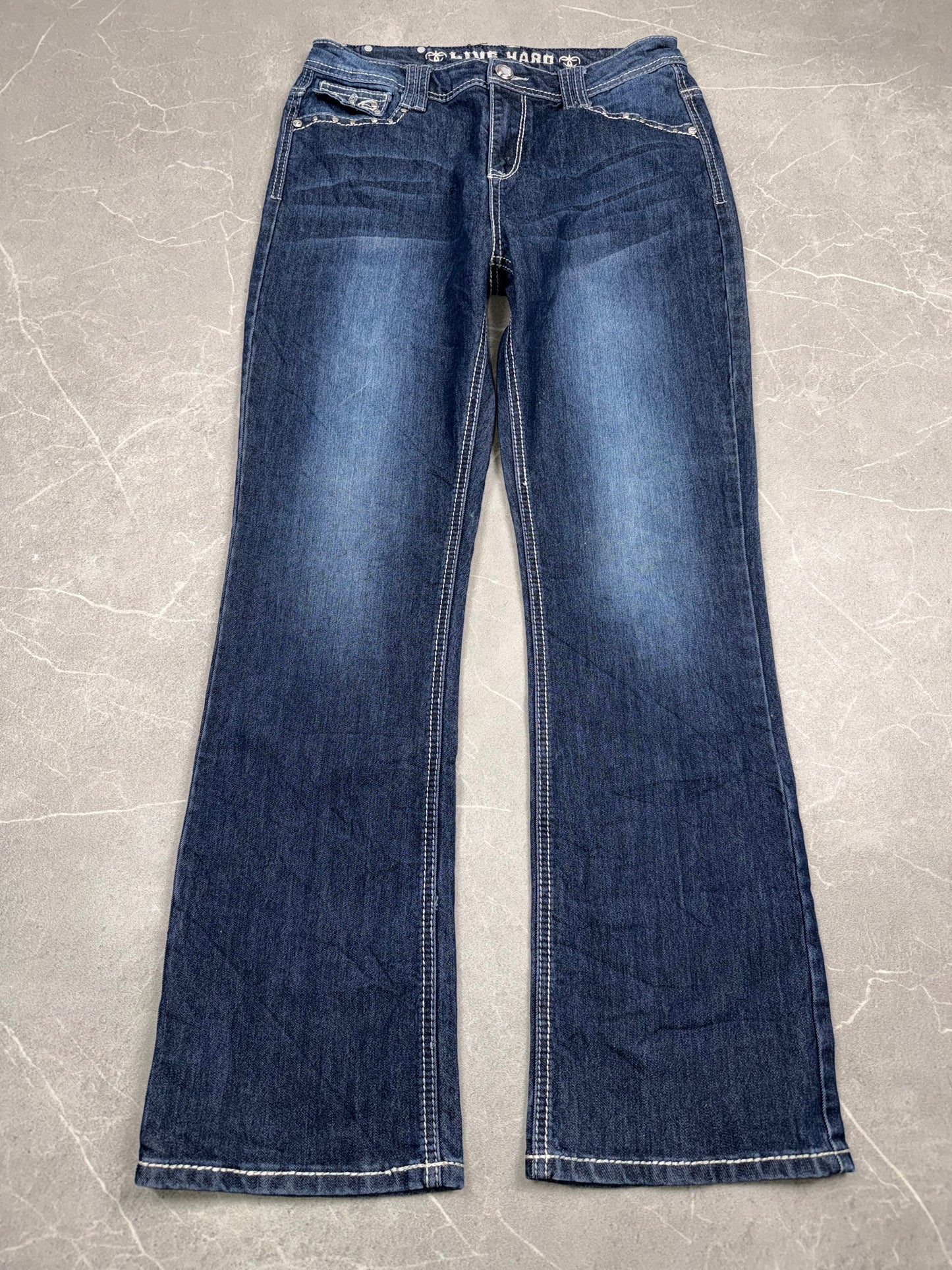 Live Hard Bootcut Mid Rise // M